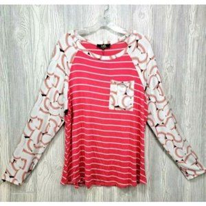 L&B Lucky & Blessed USA Baseball Fan Long Sleeve Stretch Pullover Top Womens XL